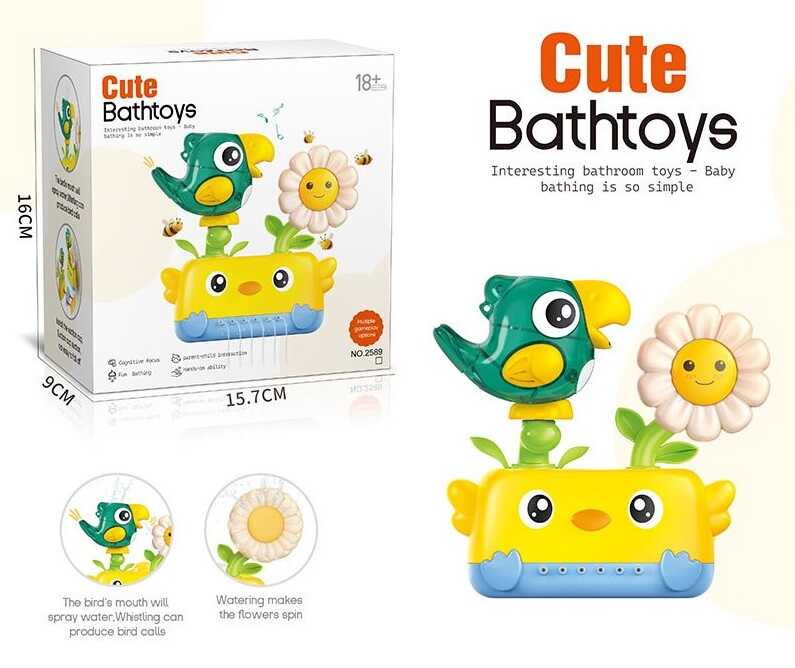 Гра для ванни 2589 (60) "Папуга з квіткою", механічний принцип роботи, присоски, в коробці