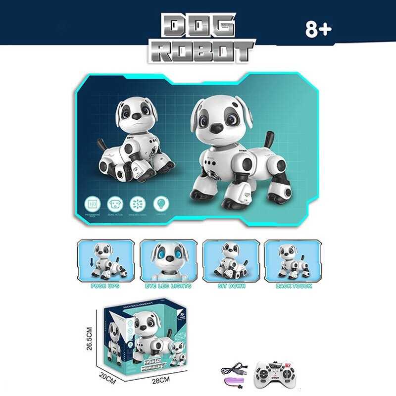 Собачка на радіокеруванні 688 A 10 (18) акумулятор 3.7 V, пульт 2.4 GHz, USB-кабель, виконує команди, підсвічування, сенсорна ділянка, танцює, регулювання гучності, історії англійською мовою, в коробці