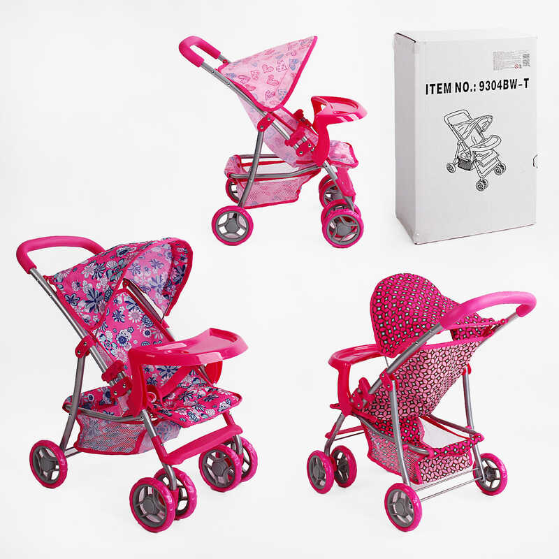 Візок для ляльок 9304 BW-T (4) літня, 3 види, діаметр коліс 10 см, в коробці, ВИДАЄТЬСЯ ТІЛЬКИ МІКС ВИДІВ