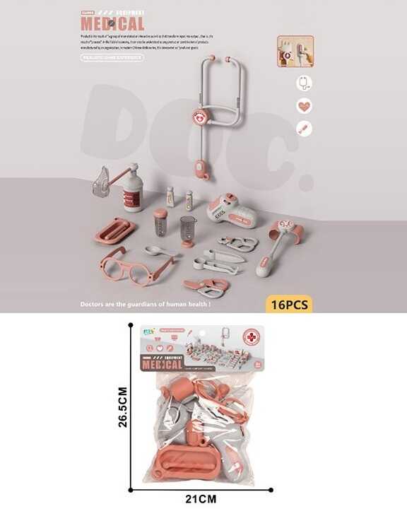 Набір лікаря YJ-H 1-34 (144/2) 16 елементів, термометр, окуляри, пляшечки, ножиці, в пакеті