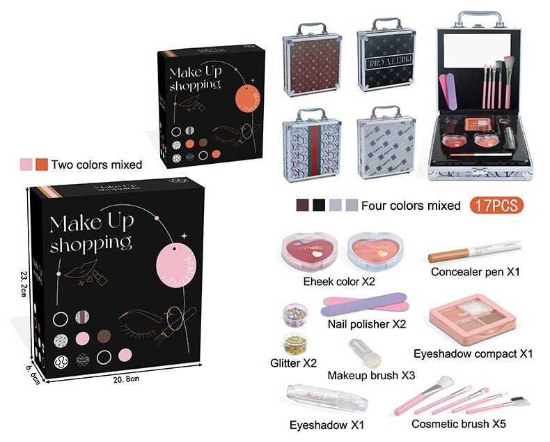 Косметика FT 2015 B (60) 17 елементів, кейс, 2 палетки рум'ян, 2 - тіней для повік, 2 глітери, пилочки для нігтів, дзеркальце, в коробці, ВИДАЄТЬСЯ МІКС ВИДІВ