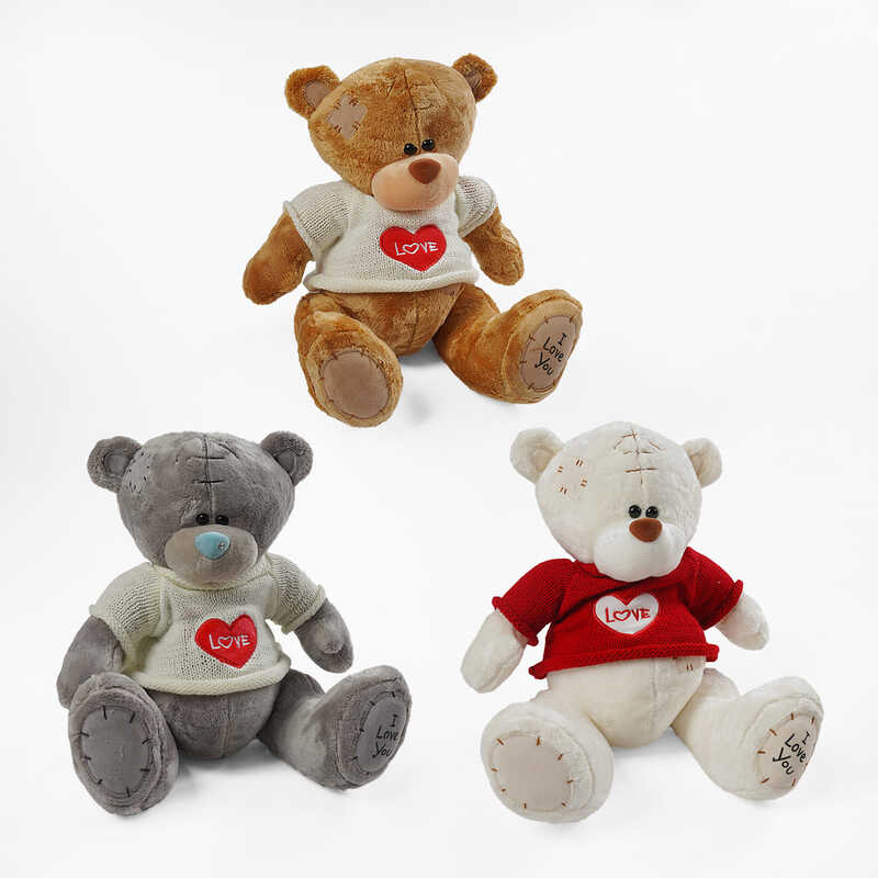 М`яка іграшка M 17964 (100)  3 види, “Ведмедик”, висота 28 см, синтепоновий наповнювач, ВИДАЄТЬСЯ МІКС ВИДІВ