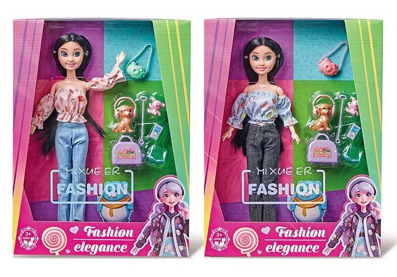 Лялька 8671-18 (36) 2 види, висота: 30 см, шарнірні з’єднання суглобів, знімний одяг та взуття, голова та руки - гума, тіло та ноги - пластик, улюбленець, аксесуари, в коробці