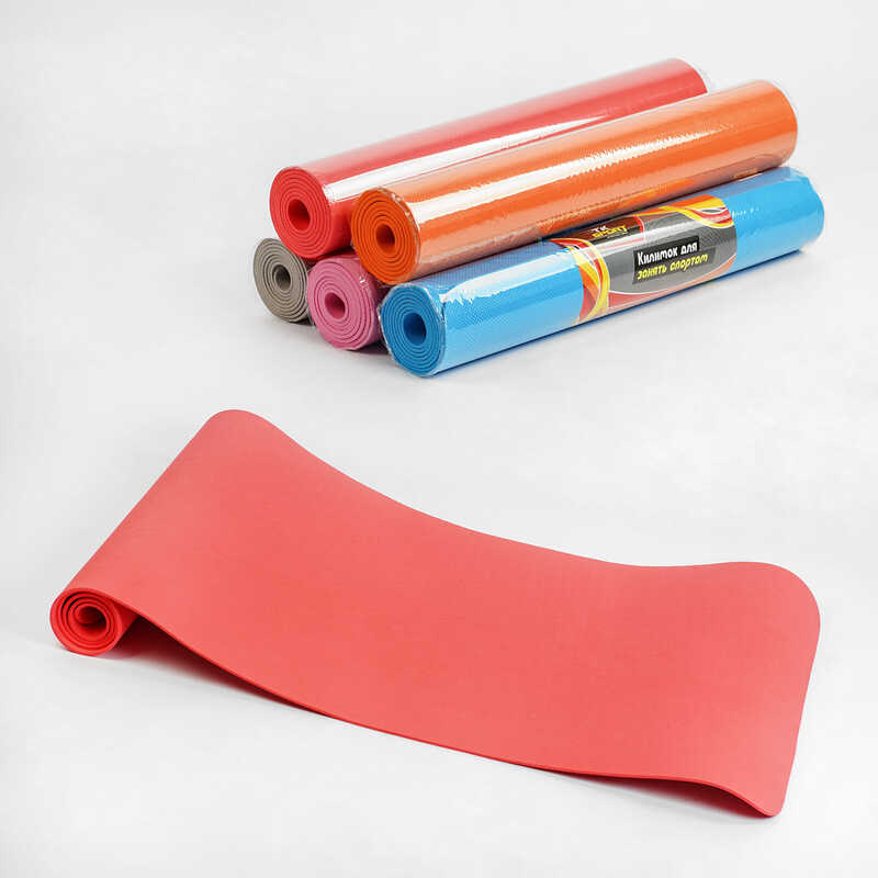 Килимок для йоги C 56187 (24) "TK Sport", 5 кольорів, розмір 61х173 см, товщина 0.4 см, ВИДАЄТЬСЯ ТІЛЬКИ МІКС ВИДІВ