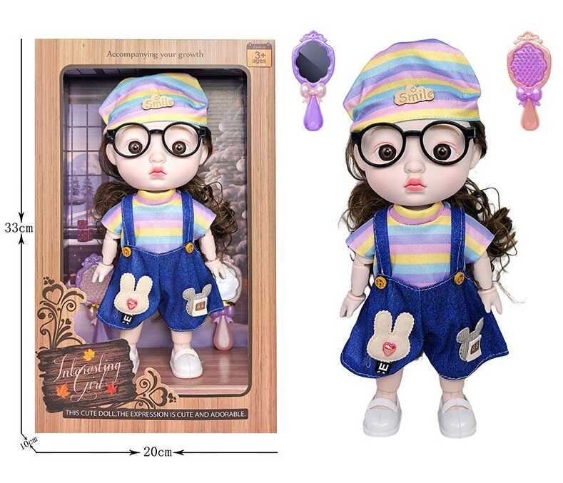 Лялька 3808 B26 (36/2) висота 27 см, пісні англійською, вітається, сміється, підсвічування, шарнірні кінцівки, окуляри, дзеркальце, щітка, в коробці