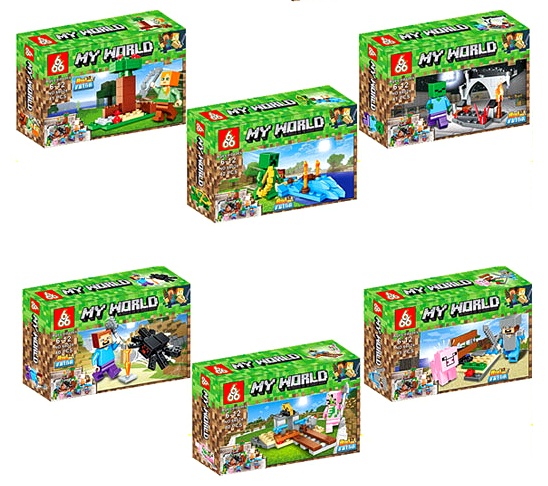 Конструктор «MY WORLD»  66024 / 332 , 42 + дет. , коробка, споруда, герої "Майнкрафт", фігурка, 4 види