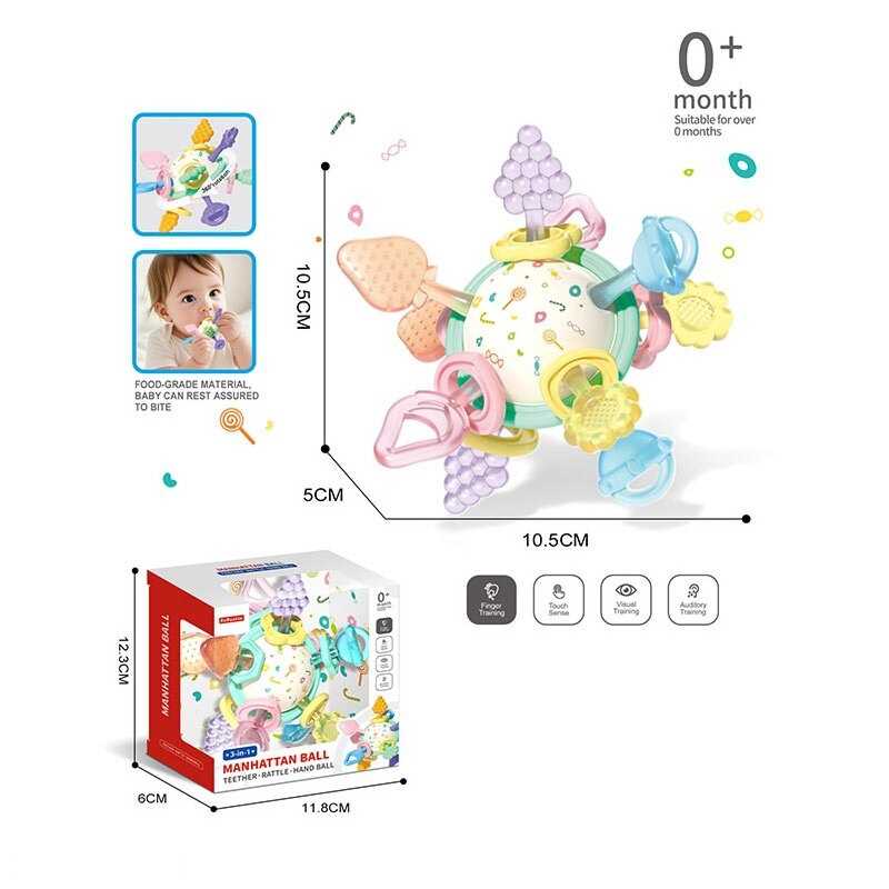 Брязкальце 1127-5 A (256) 10,5х5х10,5, гумові прорізувачі, тріскачка, в коробці