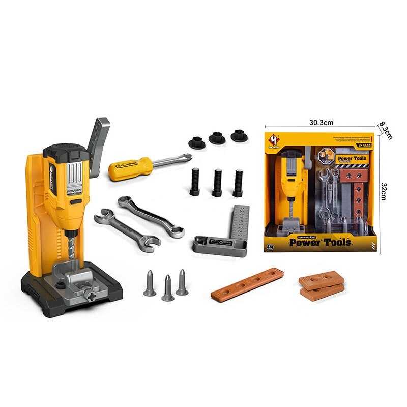 Набір інструментів T 038 (12) дриль, механічне обертання, підсвічування, звуки, на батарейках, лещата, гайкові ключі, в коробці