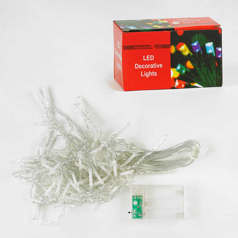 Гірлянда C 61483 (100) штора, 100 ліхтариків, 3х0,75 м, на батарейках, біле світло, 2 режими, у коробці