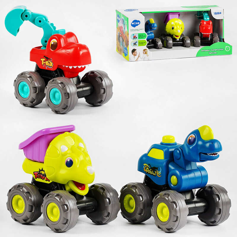 Набір машинок E 7973 ABC (12/2) "Hola", 3 шт, інерція, рухливі елементи, в коробці