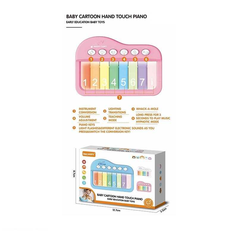 Піаніно YK 7018 B (120) сенсорні клавіші, підсвічування, кілька режимів, музичні інструменти, 8 клавіш, мелодії, гра на швидкість реакції, режим навчання, регуляція гучності, в коробці