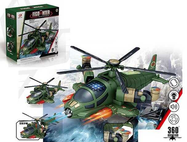 Гелікоптер 8811-25 (60/2) підсвічування, звуки, мелодія, колеса вільного ходу, автоматичне обертання, у коробці