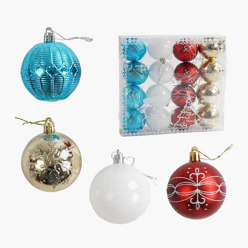 Новорічні прикраси C 67397 (60) 16 штук, кульки, D = 6 см, в слюді