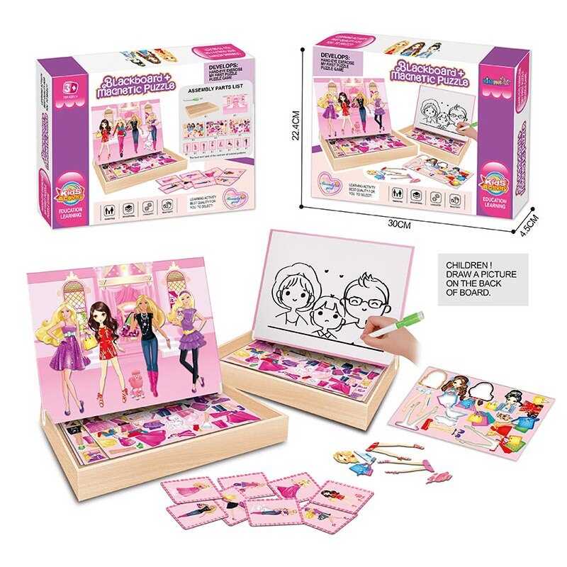 Магнітна гра XHM - 9901 A (36/2) “Одягни ляльку”, дошка пиши-витирай, маркер, 8 карток із завданнями, в коробці