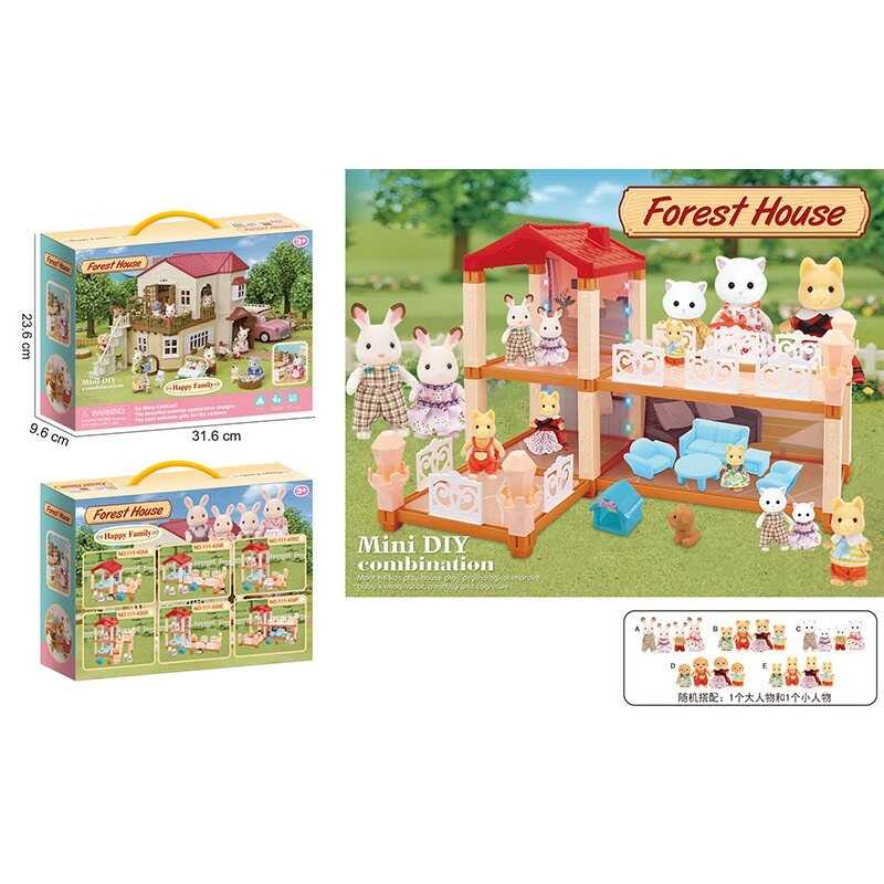 Будиночок 111-435 F (36/2) 2 флоксові тварини, підсвічування, меблі, в коробці