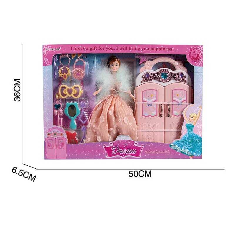 Лялька з меблями 8617 (24) велика шафа, руки та ноги з точками артикуляції, аксесуари, висота 30 см, в коробці