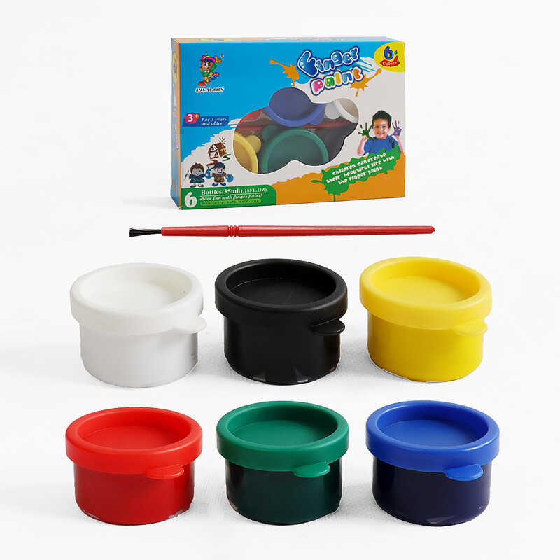 Пальчикові фарби C 72046 (96) 6 кольорів, пензлик, в коробці