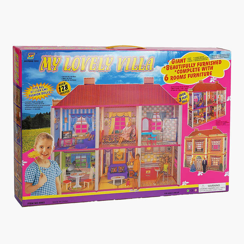 Будиночок для ляльок 6983 (6) 2 поверхи, 128 деталей, меблі, в коробці