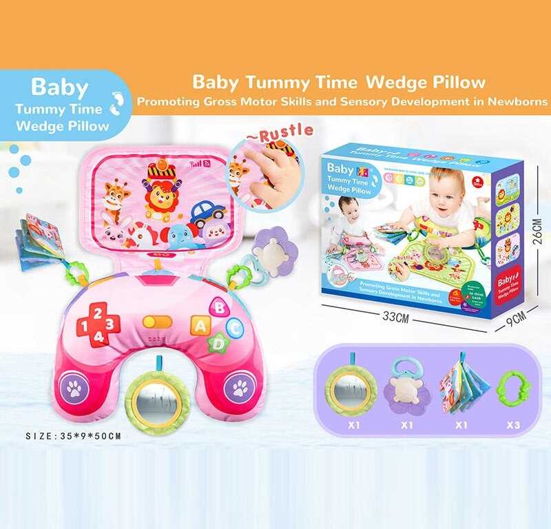 Розвивальна подушка 713 (48) шелесткі елементи, брязкальце, люстерко, м’яка книжечка, гумовий прорізувач, кріплення, в коробці