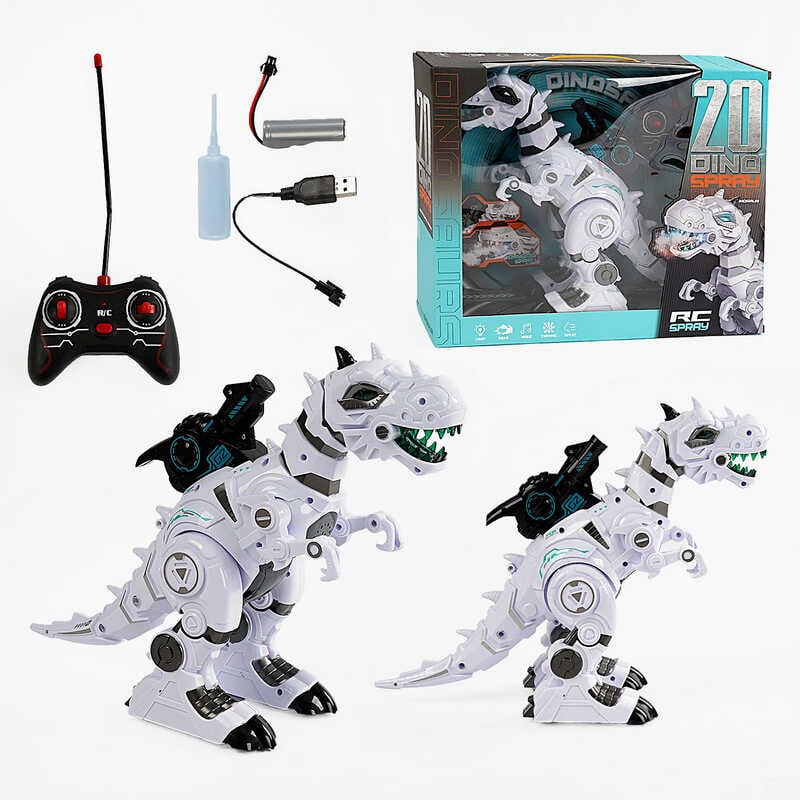 Динозавр на радіокеруванні 585-20 A (18/2) акумулятор 3.7 V, пульт на батарейках, звуки, підсвічування, генерує пару, в коробці