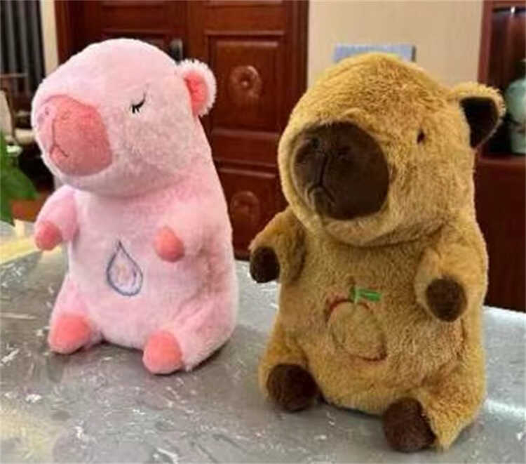 Інтерактивна іграшка M 18607 (100) 2 кольори, "Капібара", висота: 30 см, сплюшка, для сну, дихає, на батарейках, мелодії, підсвічується, в пакеті