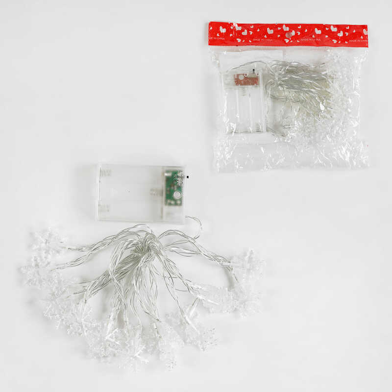 Гірлянда C 61490 (200) "Сніжинки", на батарейках, жовте світло, 2 режими, у пакеті