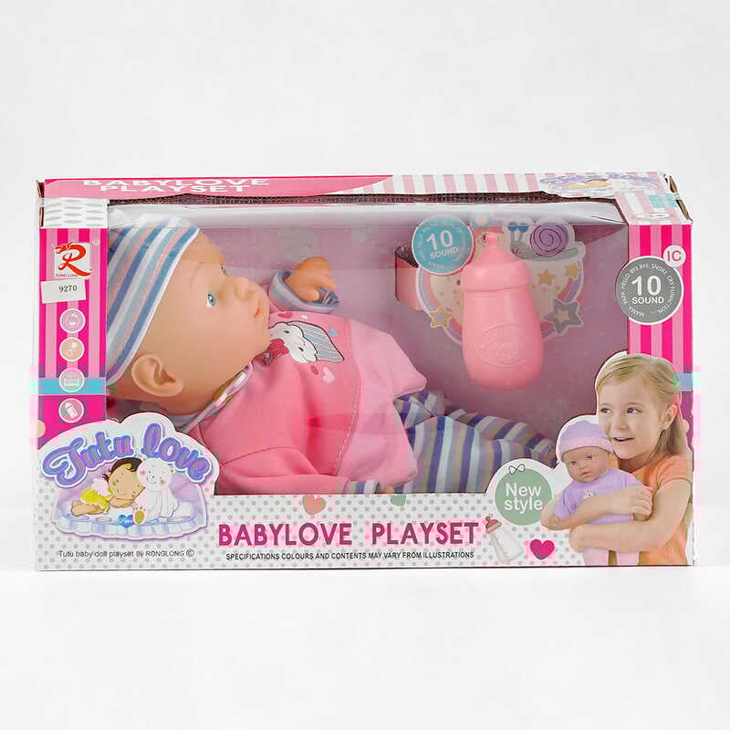 Пупс 9270 (36) м'якотілий, 10 звукових ефектів, аксесуар, 30см, у коробці