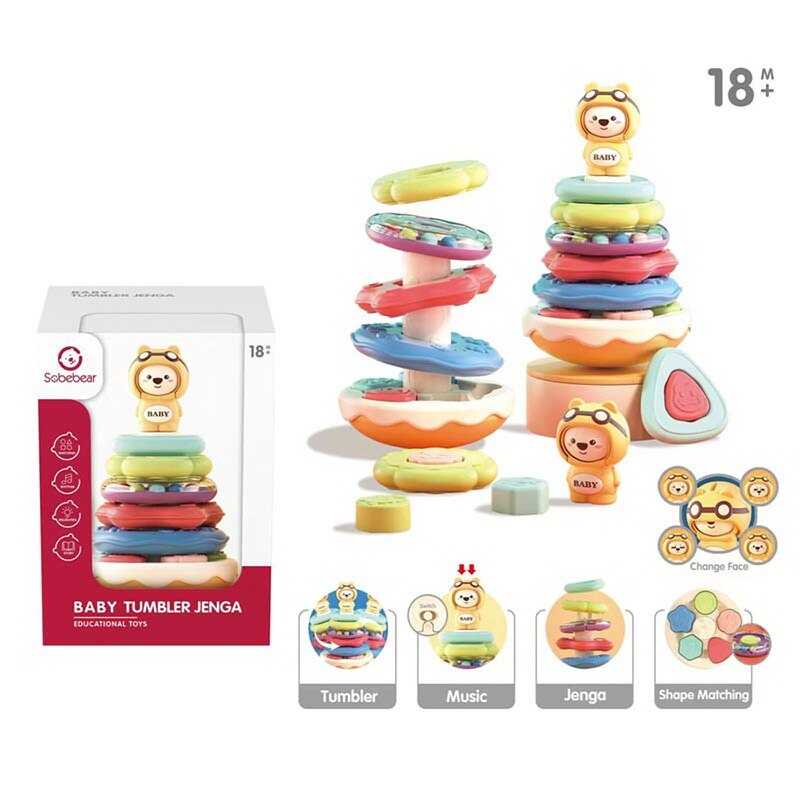 Пірамідка YL 603-3 A (24) нелягайко, сортер, звук, 5 кілець, в коробці