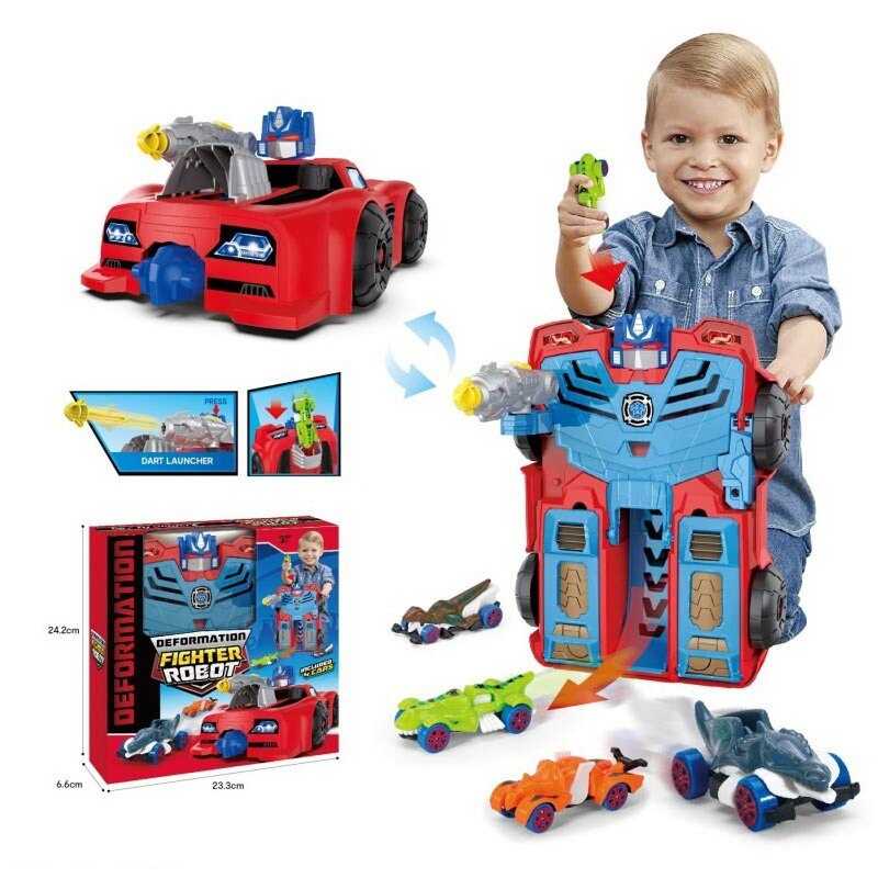 Гараж 17822 (60/2) 4 машинки, велика машина-трасформер, стріляє снарядами, в коробці