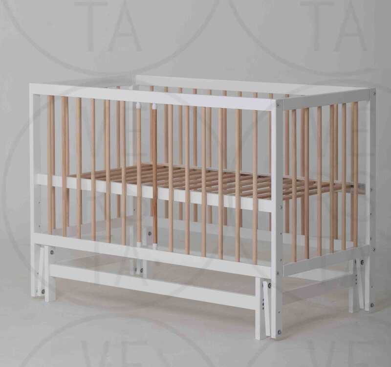 гр Ліжечко дитяче "Казка" (1) шарнір-підшипник з висувною палочкою + шухляда (Білий+натуральна палочка)