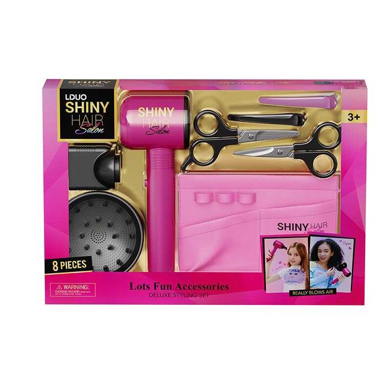 Набір перукаря 626008 (24) 8 елементів, функціональний фен, 2 насадки, ножиці, заколки, накладна кишеня, в коробці