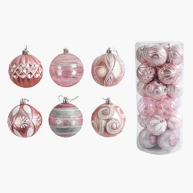 Новорічні прикраси C 67626 (18) 24 штуки, кульки, D = 7 см, у слюді