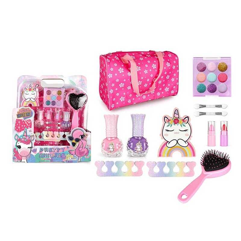 Набір косметики ZR 32 A (36/2) палетка тіней та глітерів, лак для нігтів, помада, аплікатори, щітка для волосся, розділювач для пальчиків, сумка, в коробці