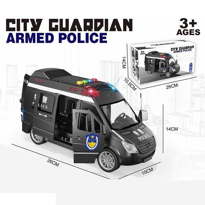 Спецтехніка 139-4 (48/2) "Поліцейський автомобіль", підсвічування, звук, пісні, озвучення англійською мовою, інерція, гумові колеса, двері відчиняються, в коробці