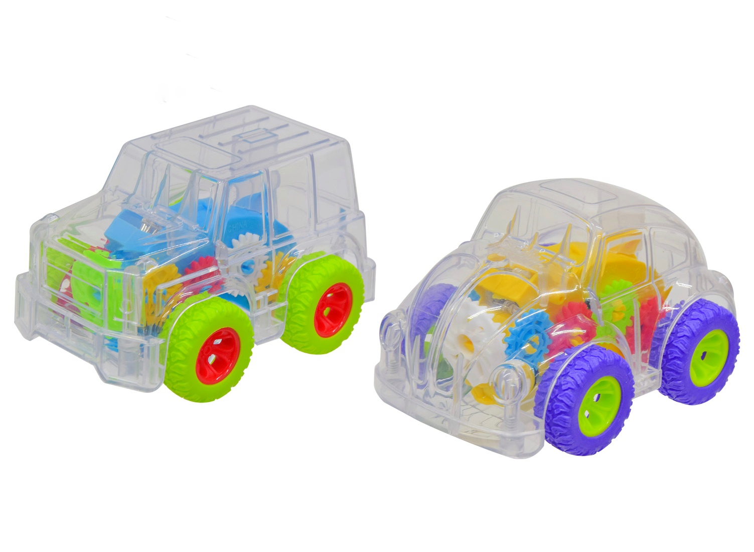 Машина - шестерні 76789P , ЦІНА ЗА 1 ШТУКУ , прозорий корпус , світло при ударі , інерція , мікс , без інд. пакування