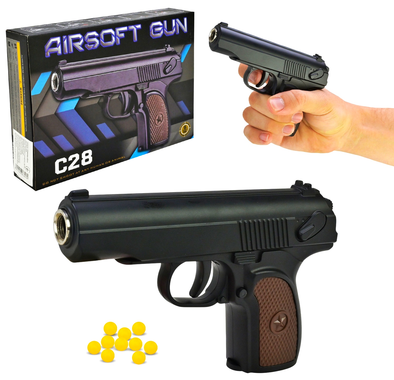 Пістолет - метал C28 , коробка, пласт. кулі