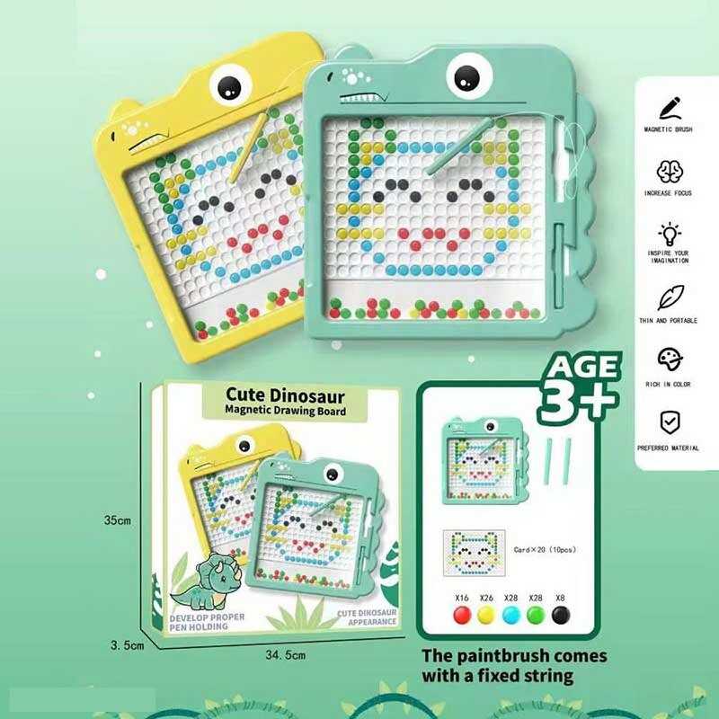 Магнітна мозаїка ME 078 (24/2) “Динозавр”, магнітний стилус, картки із завданнями, в коробці
