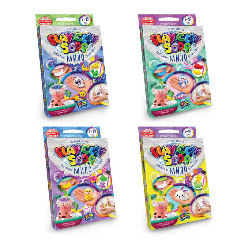 гр Пластилінове мило "PLAY CLAY SOAP" малий PCS-02-01U,02U,03U,04U УКР. (32) "Danko Toys"