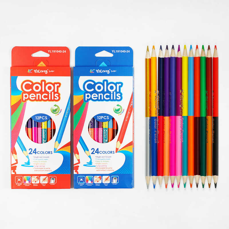 Олівці C 61923 (240) 2 види, 12 штук в упаковці, подвійні, 24 кольори, в коробці