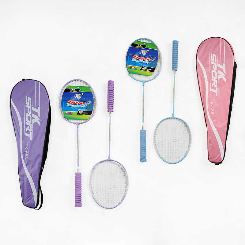 Бадмінтон D 40105 (50) "TK Sport", 2 кольори, 2 ракетки, металевий каркас, м’яка ручка, в чохлі