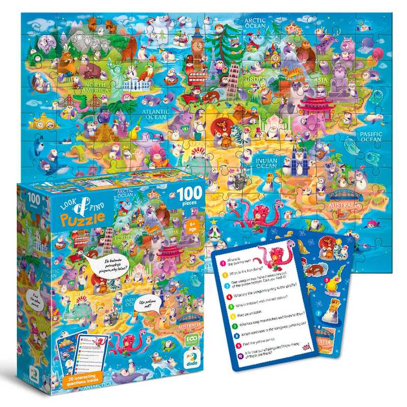 гр Пазл "Шукай та знаходь. Світ пінгвінів" 300670 (24) "DoDo", 100 елементів, 33х47 см, в коробці