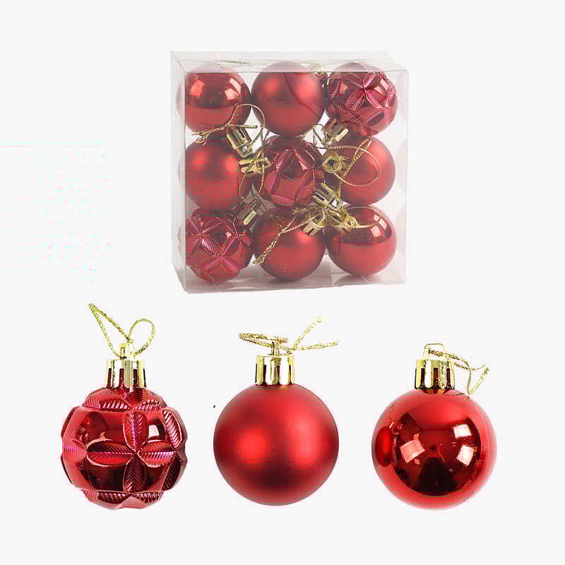 Новорічні прикраси C 67540 (300) 9 штук, кульки, D=4 см, у слюді