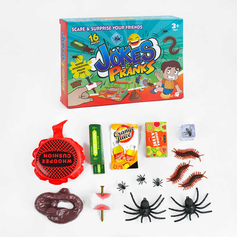 Набір приколів 388-1 (96/2) 16 елементів, муляжі, фігурки комах, в коробці