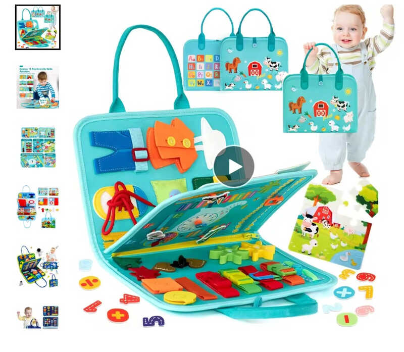 Логічна папка C 73103 (40) фетрова, елементи на липучках, застібки, годинник, дні тижня, пискавка, пазли, цифри, в пакеті