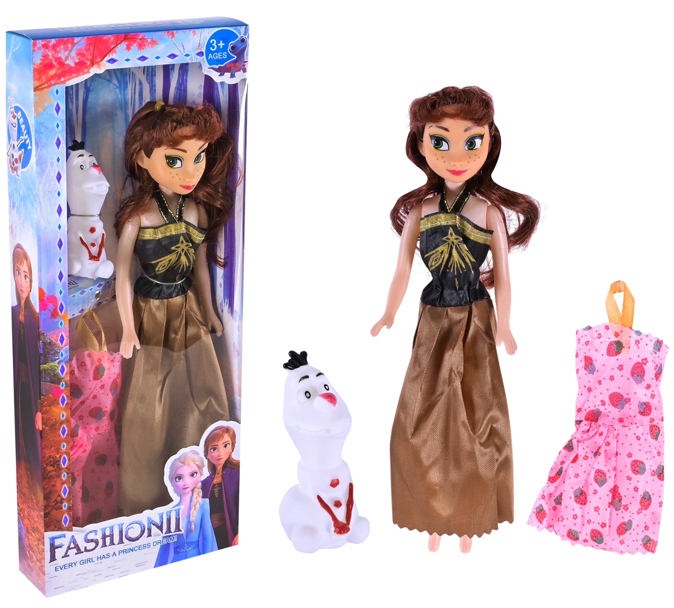 Лялька «Frozen» YB 032 AB , Ана , 28 см, одяг, фігурка сніговика , в коробці