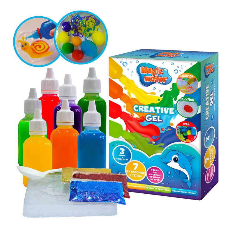 гр Набір для творчості "Magic water. Creative gel" MV6031-03 (9) "Ludum", аквагель, форми, глітер, в коробці