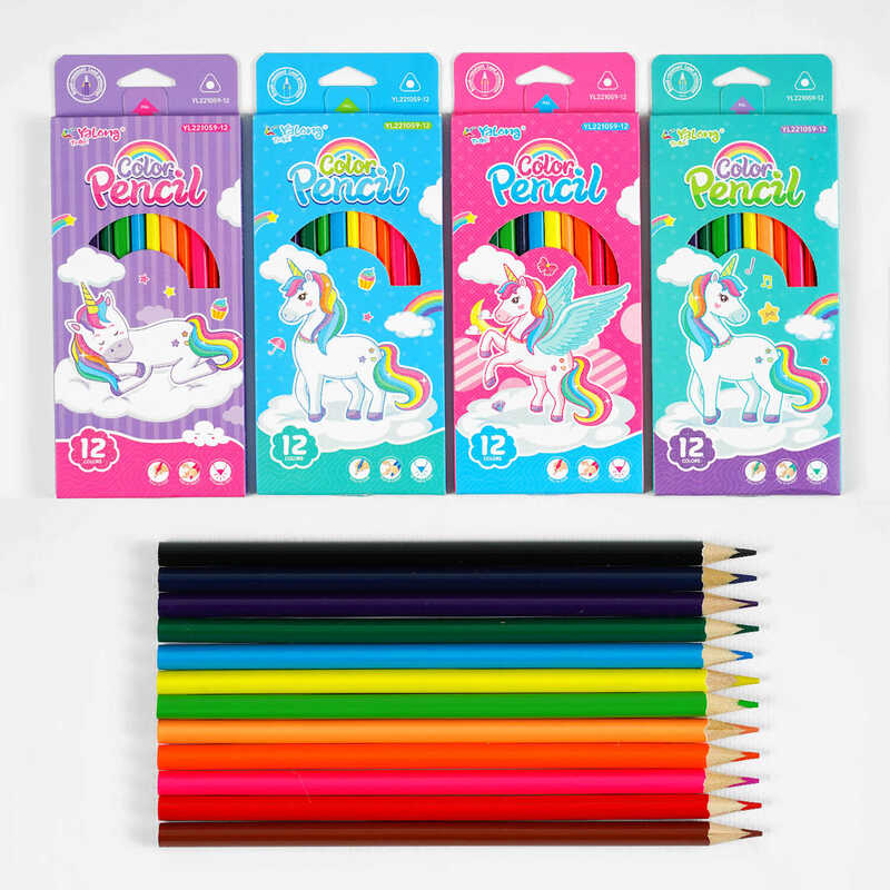 Олівці C 61984 (240) 4 види, 12 шт в упаковці, 12 кольорів, в коробці, ВИДАЄТЬСЯ ТІЛЬКИ МІКС ВИДІВ