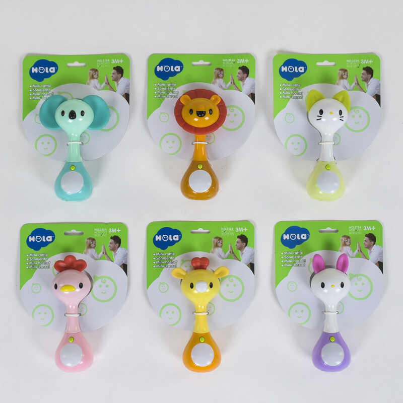 Брязкальце 3134 (48/2) "Hola" мелодії, звуки, підсвічування, 6 видів, на листі, ВИДАЄТЬСЯ ТІЛЬКИ МІКС ВИДІВ