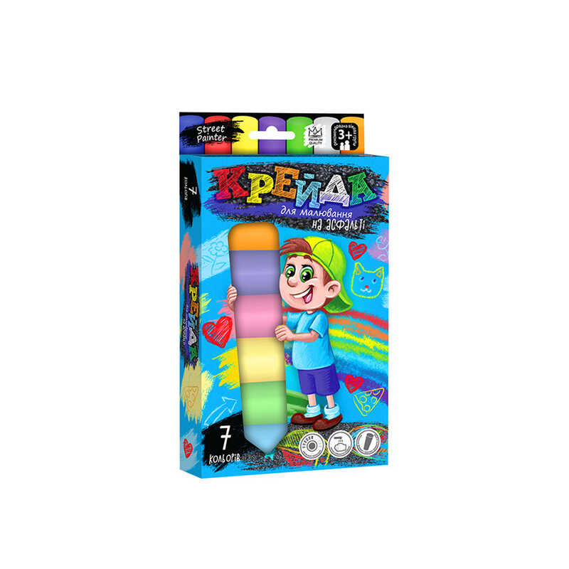 гр Крейда для малювання MEL-01-05U УКР. (20) "Danko Toys", d-2,5 см, 7 штук, кольорова