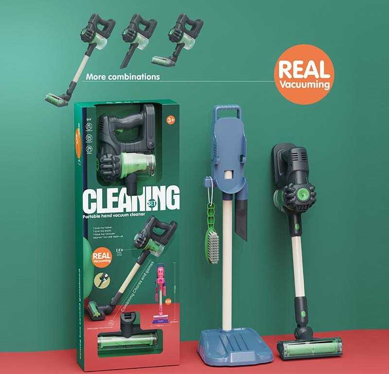 Набір для прибирання XG 2-31 A (12) вакуумний пилосос, 2 насадки, підставка, щітка, звук, підсвічування, в коробці